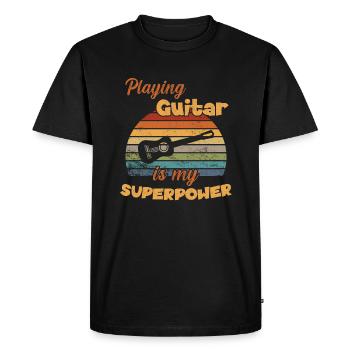 Jouer de la guitare est mon superpouvoir / Gitarre - T-shirt Premium bio Homme - noir - Devant - Nico (187cm)