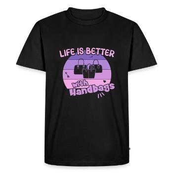 La vie est meilleure avec les sacs à main / Handbag Shopping - T-shirt Premium bio Homme - noir - Devant - Nico (187cm)
