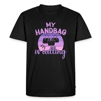 Mon sac à main appelle / Handbag Shopping - T-shirt Premium bio Homme - noir - Devant - Nico (187cm)