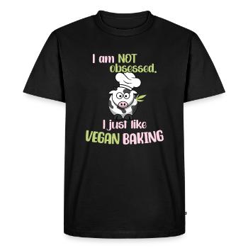 Je ne suis pas obsédé ! J’aime juste la pâtisserie végétalienne - T-shirt Premium bio Homme - noir - Devant - Nico (187cm)