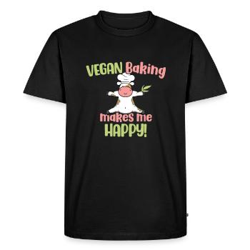 La pâtisserie végétalienne me rend heureux! - T-shirt Premium bio Homme - noir - Devant - Nico (187cm)