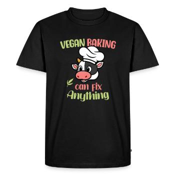Vegan Baking can fix Anything - Men's Premium Organic T-Shirt - black - Front - Nico (187cm)