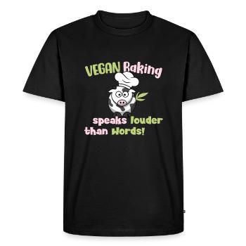 Vegan Baking parle plus fort que les mots - T-shirt Premium bio Homme - noir - Devant - Nico (187cm)