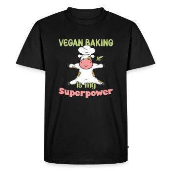 La boulangerie végétalienne est mon superpouvoir - T-shirt Premium bio Homme - noir - Devant - Nico (187cm)