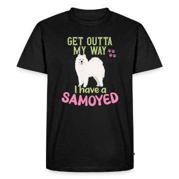 Sortez de mon chemin! J’ai un Samoyède - T-shirt Premium bio Homme - noir - Devant - Nico (187cm)