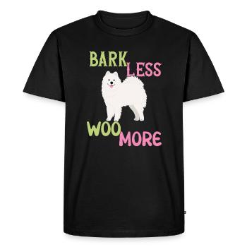 Bark less - Woo more - Men's Premium Organic T-Shirt - black - Front - Nico (187cm)