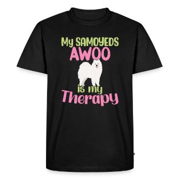 My Samoyeds AWOOO is my Therapy - Men's Premium Organic T-Shirt - black - Front - Nico (187cm)