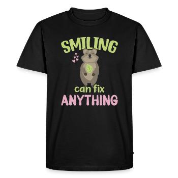 Sourire peut tout réparer - Grinning Quokka - T-shirt Premium bio Homme - noir - Devant - Nico (187cm)