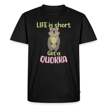 La vie est courte - Get a Quokka / Grinsendes Quokka - T-shirt Premium bio Homme - noir - Devant - Nico (187cm)