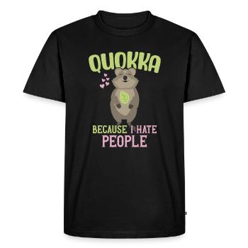 Quokka - Parce que je déteste les gens / Sourire Quokka - T-shirt Premium bio Homme - noir - Devant - Nico (187cm)