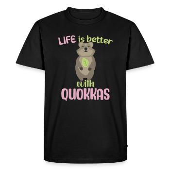La vie est meilleure avec Quokkas - Grinning Quokka - T-shirt Premium bio Homme - noir - Devant - Nico (187cm)