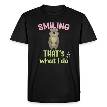 Smiling - Thats what I do / Grinning Quokka - Men's Premium Organic T-Shirt - black - Front - Nico (187cm)