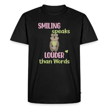 Smiling speaks louder than Words - Süßes Quokka - Men's Premium Organic T-Shirt - black - Front - Nico (187cm)