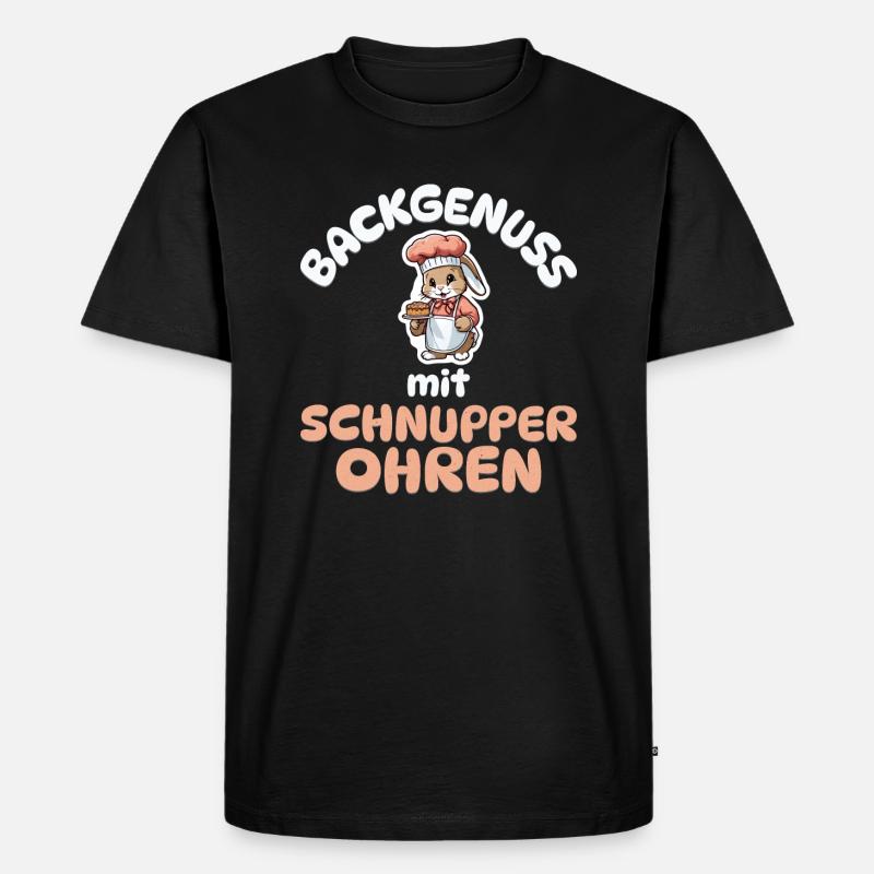 Backgenuss mit Schnupperohren - Kaninchen backen - Männer Premium Bio T-Shirt - Schwarz