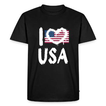 J’aime États-Unis / J’aime États-Unis Pays Pays - T-shirt Premium bio Homme - noir - Devant - Nico (187cm)