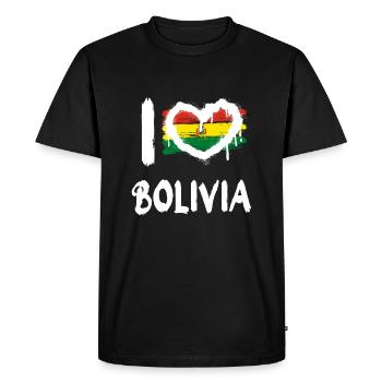 J’aime la Bolivie / J’aime la Bolivie Pays Pays - T-shirt Premium bio Homme - noir - Devant - Nico (187cm)
