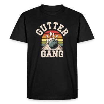 Gutter Gang Bowling Bowler - Men's Premium Organic T-Shirt - black - Front - Nico (187cm)