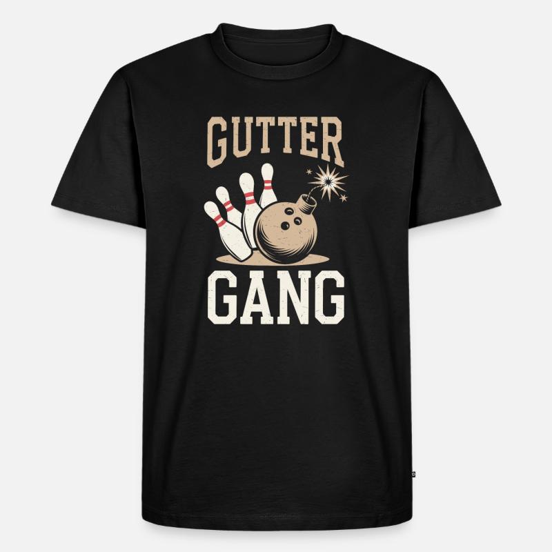 Gutter Gang Bowler Bowling - Männer Premium Bio T-Shirt - Schwarz