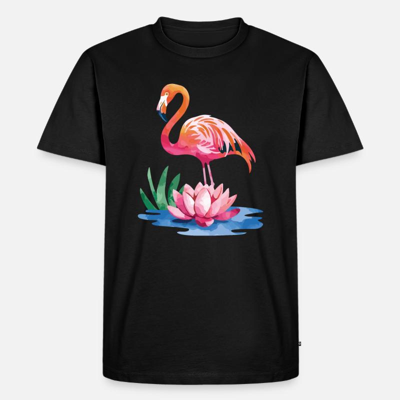 Flamingo - Männer Premium Bio T-Shirt - Schwarz
