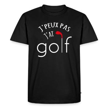 J'peux pas j'ai golf / Idée cadeau golf golfeur - T-shirt Premium bio Homme - noir - Devant - Nico (187cm)