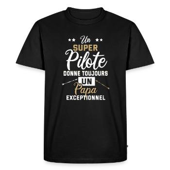 Papa pilote cadeau humour drôle avion piloter - T-shirt Premium bio Homme - noir - Devant - Nico (187cm)