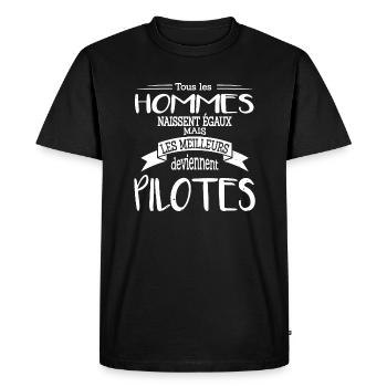 Métier pilote cadeau humour drôle avion piloter - T-shirt Premium bio Homme - noir - Devant - Nico (187cm)