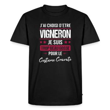 Vigneron cadeau humour drôle métier vigne homme - T-shirt Premium bio Homme - noir - Devant - Nico (187cm)