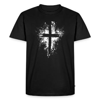 Jesus-Kreuz-Design für gläubige Christen - Männer Premium Bio T-Shirt - Schwarz - Vorne - Nico (187cm)