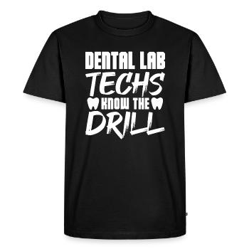 Les techniciens de laboratoire dentaire connaissent l’exercice - T-shirt Premium bio Homme - noir - Devant - Nico (187cm)