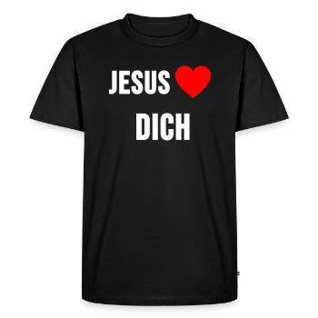 Jésus t’aime - T-shirt Premium bio Homme - noir - Devant - Nico (187cm)