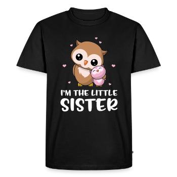 Je suis la petite soeur - petite soeur chouette - T-shirt Premium bio Homme - noir - Devant - Nico (187cm)