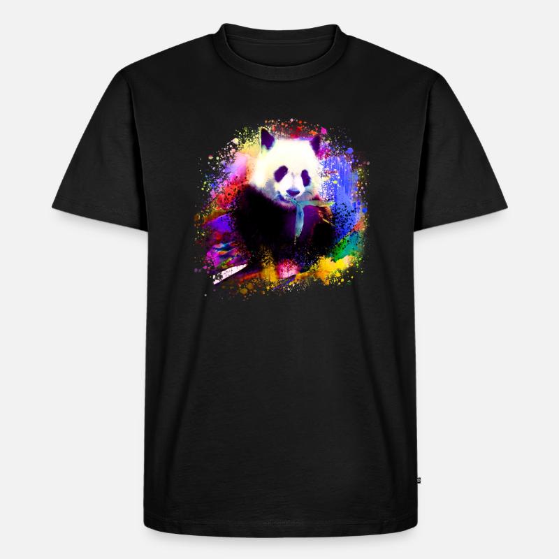 panda,pandabär,bunt,graffiti,malerei,pink - Männer Premium Bio T-Shirt - Schwarz