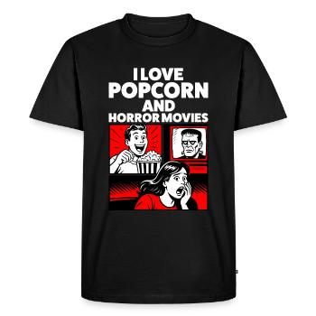 Popcorn & Horreur - Amour rétro - T-shirt Premium bio Homme - noir - Devant - Nico (187cm)