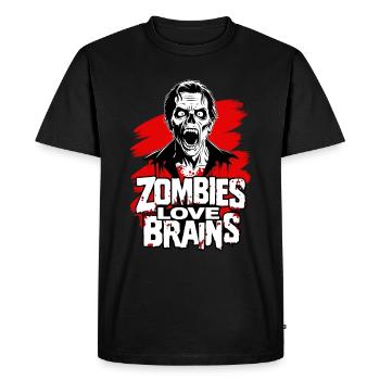 Les zombies aiment les cerveaux - T-shirt Premium bio Homme - noir - Devant - Nico (187cm)