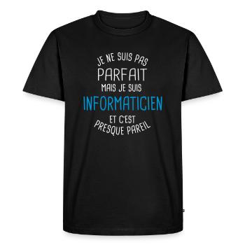 Pas parfait mais informaticien - T-shirt Premium bio Homme - noir - Devant - Nico (187cm)