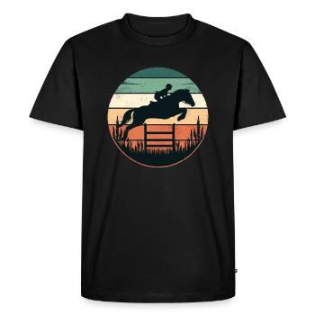 Cavalier d’équitation Cheval - T-shirt Premium bio Homme - noir - Devant - Nico (187cm)