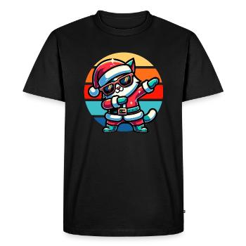Dabbing Cat Vintage Sunset - T-shirt Premium bio Homme - noir - Devant - Nico (187cm)