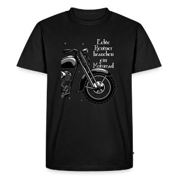 Real renter riding motorcycle saying - Men's Premium Organic T-Shirt - black - Front - Nico (187cm)