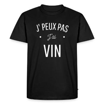JE PEUX PAS J'AI VIN idée cadeau humour oenologue - T-shirt Premium bio Homme - noir - Devant - Nico (187cm)