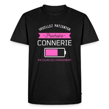 PROCHAINE CONNERIE cadeau humour - T-shirt Premium bio Homme - noir - Devant - Nico (187cm)