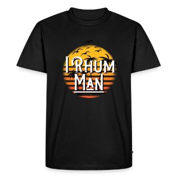 I RHUM MAN idée cadeau alcool citation humour - T-shirt Premium bio Homme - noir - Devant - Nico (187cm)