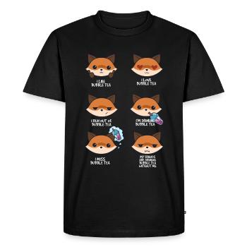 Fox and Bubble Tea - Men's Premium Organic T-Shirt - black - Front - Nico (187cm)