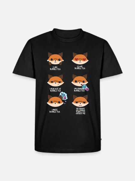 Fox and Bubble Tea - Men's Premium Organic T-Shirt - black