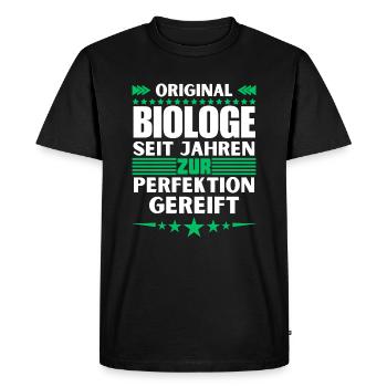 Biologiste mûri à la perfection - T-shirt Premium bio Homme - noir - Devant - Nico (187cm)