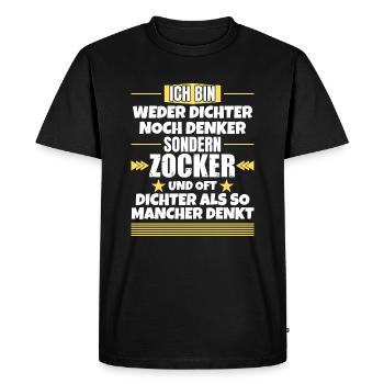 Ni poète ni penseur, mais joueur - T-shirt Premium bio Homme - noir - Devant - Nico (187cm)