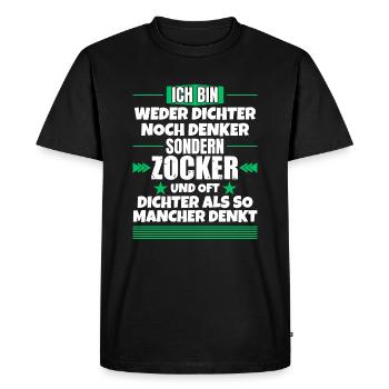 Ni poète ni penseur, mais joueur - T-shirt Premium bio Homme - noir - Devant - Nico (187cm)