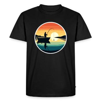 Angler Retro - Men's Premium Organic T-Shirt - black - Front - Nico (187cm)
