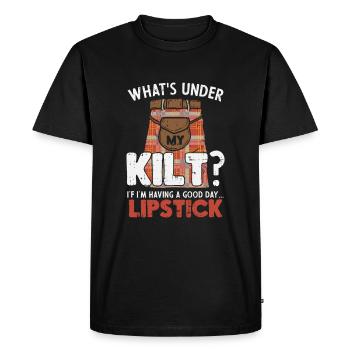 Bonne journée Quand le rouge à lèvres sous le kilt - T-shirt Premium bio Homme - noir - Devant - Nico (187cm)