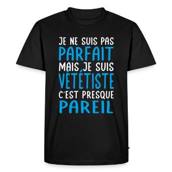 Je ne suis pas parfait mais je suis vététiste - T-shirt Premium bio Homme - noir - Devant - Nico (187cm)