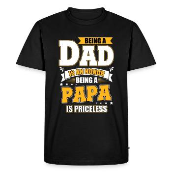 Honneur d’être père Papa Inestimable Homme de famille - T-shirt Premium bio Homme - noir - Devant - Nico (187cm)